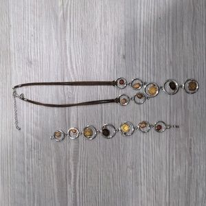 Lia Sophia Multi-Stone Necklace and Bracelet Set